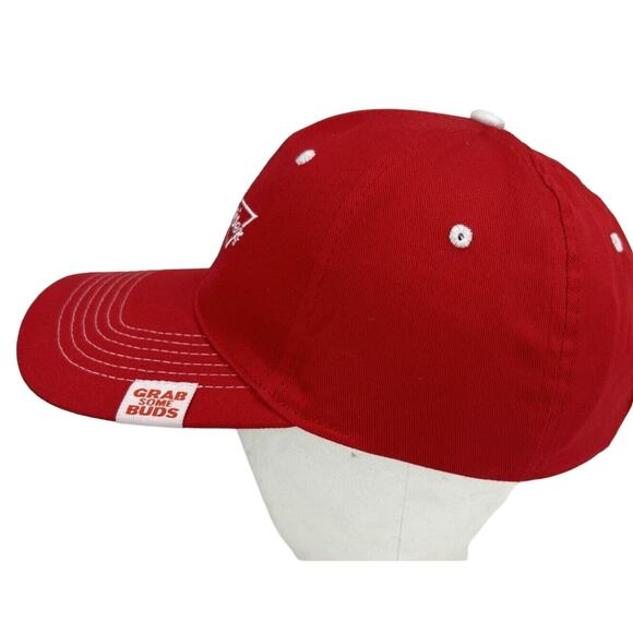 Budweiser Grab Some Buds Red Logo Adjustable Hook and Loop Trucker Hat Cap - Picture 2 of 9